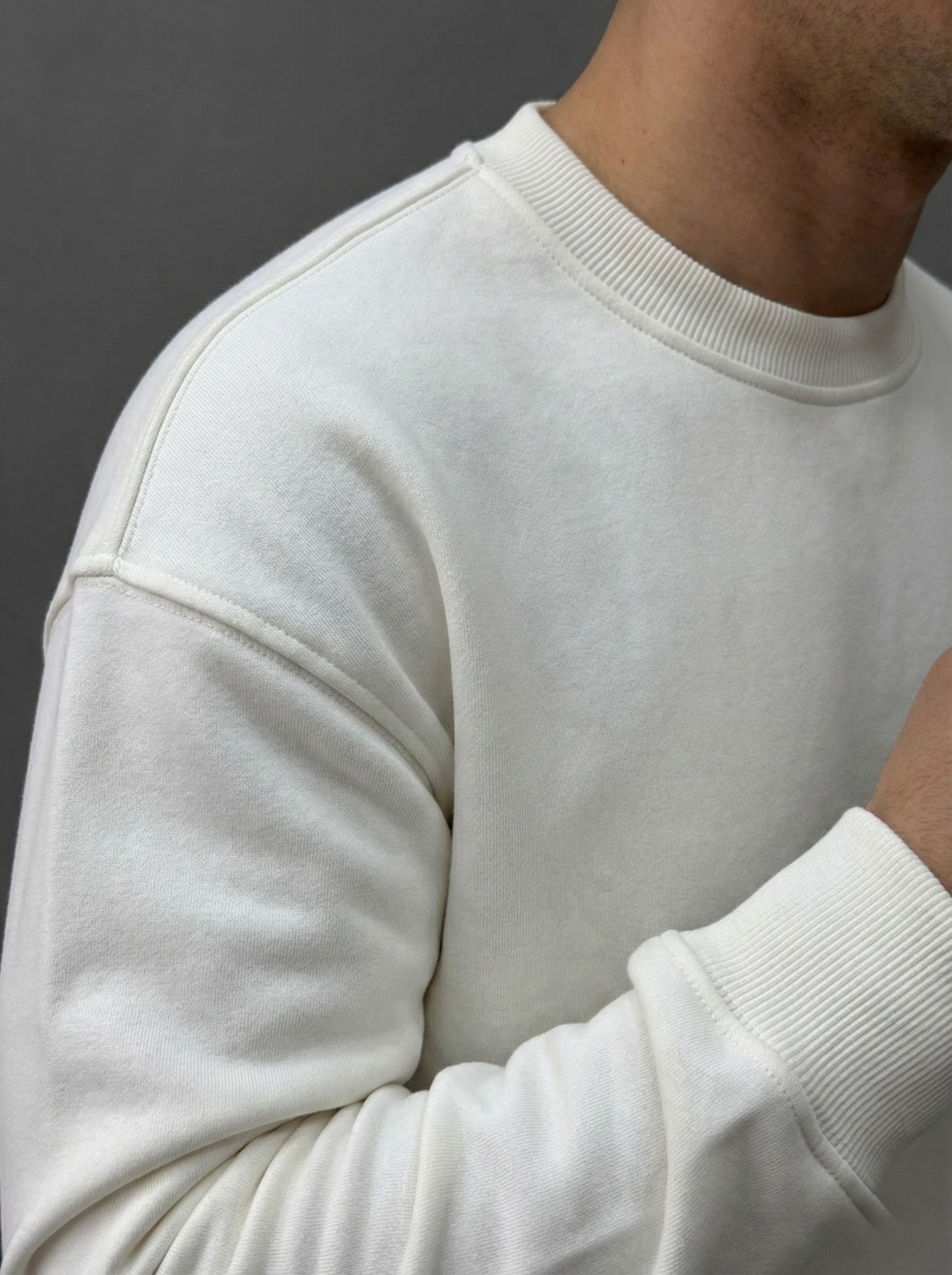 Beyaz Renk Oversize Sweatshirt - Görsel 3