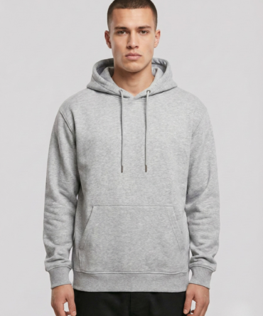 Açık Gri Kapüşonlu Erkek Sweatshirt