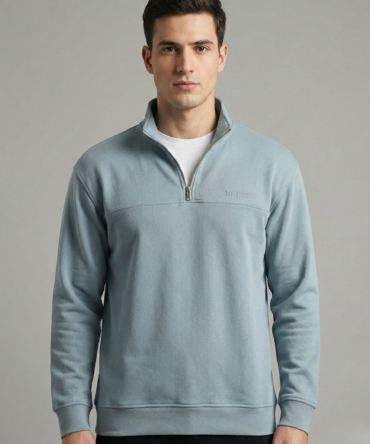 Gri Yarım Fermuarlı "DO EPIC SHIT" Yazılı Sweatshirt