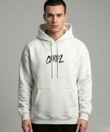 "CARTEL” Yazılı Beyaz Kapüşonlu Sweatshirt